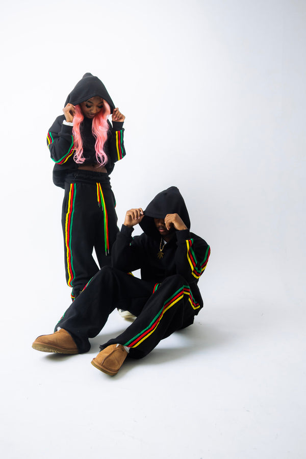 BLACK RASTA STRIPED SET