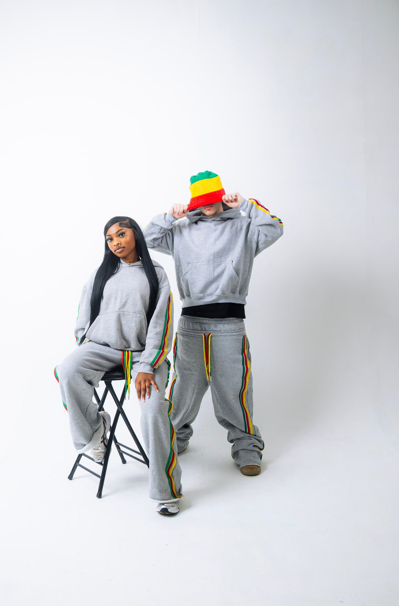 GREY RASTA STRIPED SET