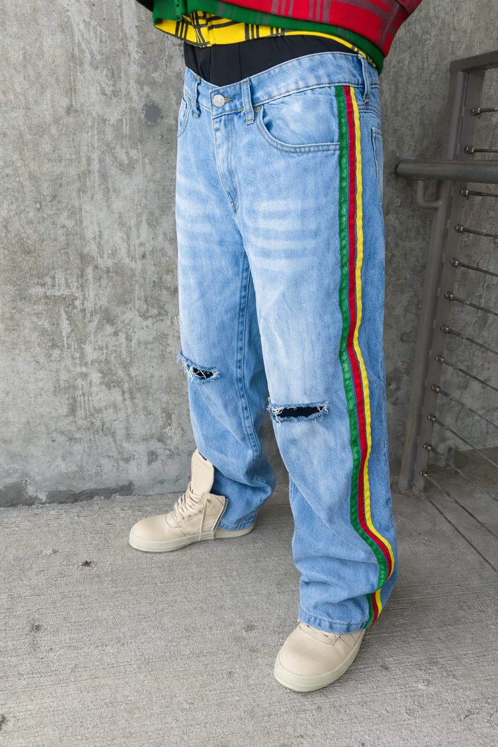BLUE RASTA STRIPED DENIM