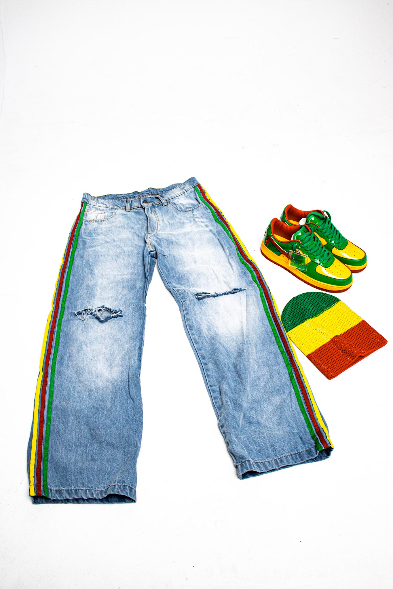 BLUE RASTA STRIPED DENIM