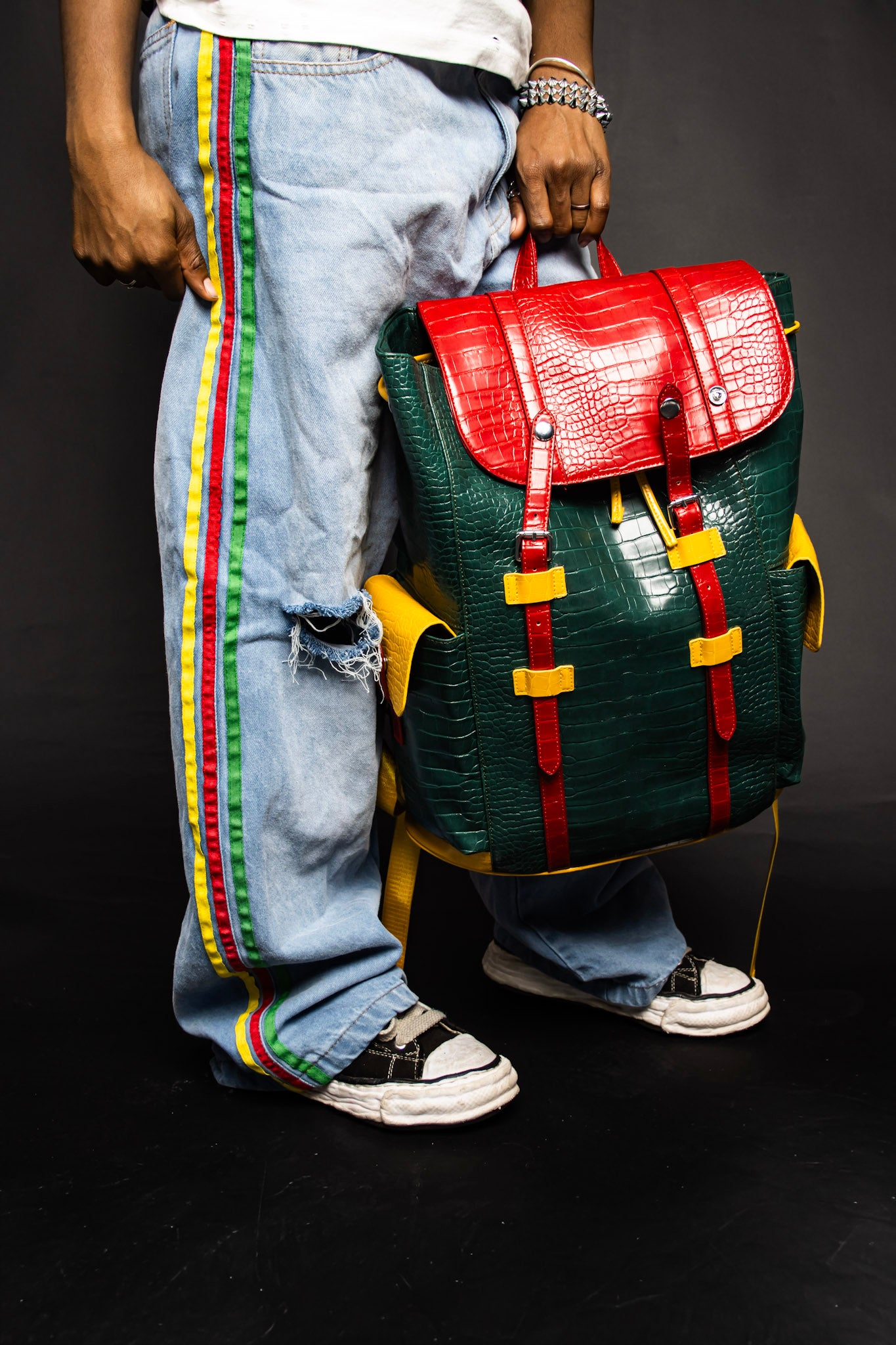 BLUE RASTA STRIPED DENIM