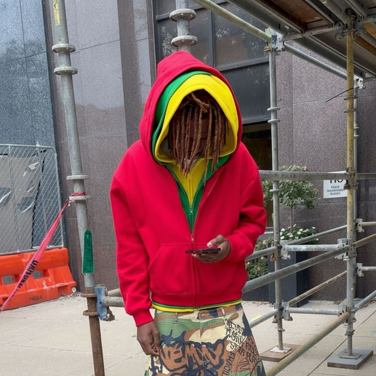 RED TRIPLE LAYER HOODIE