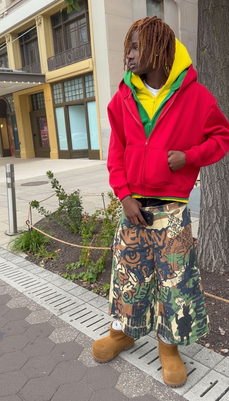 RED TRIPLE LAYER HOODIE